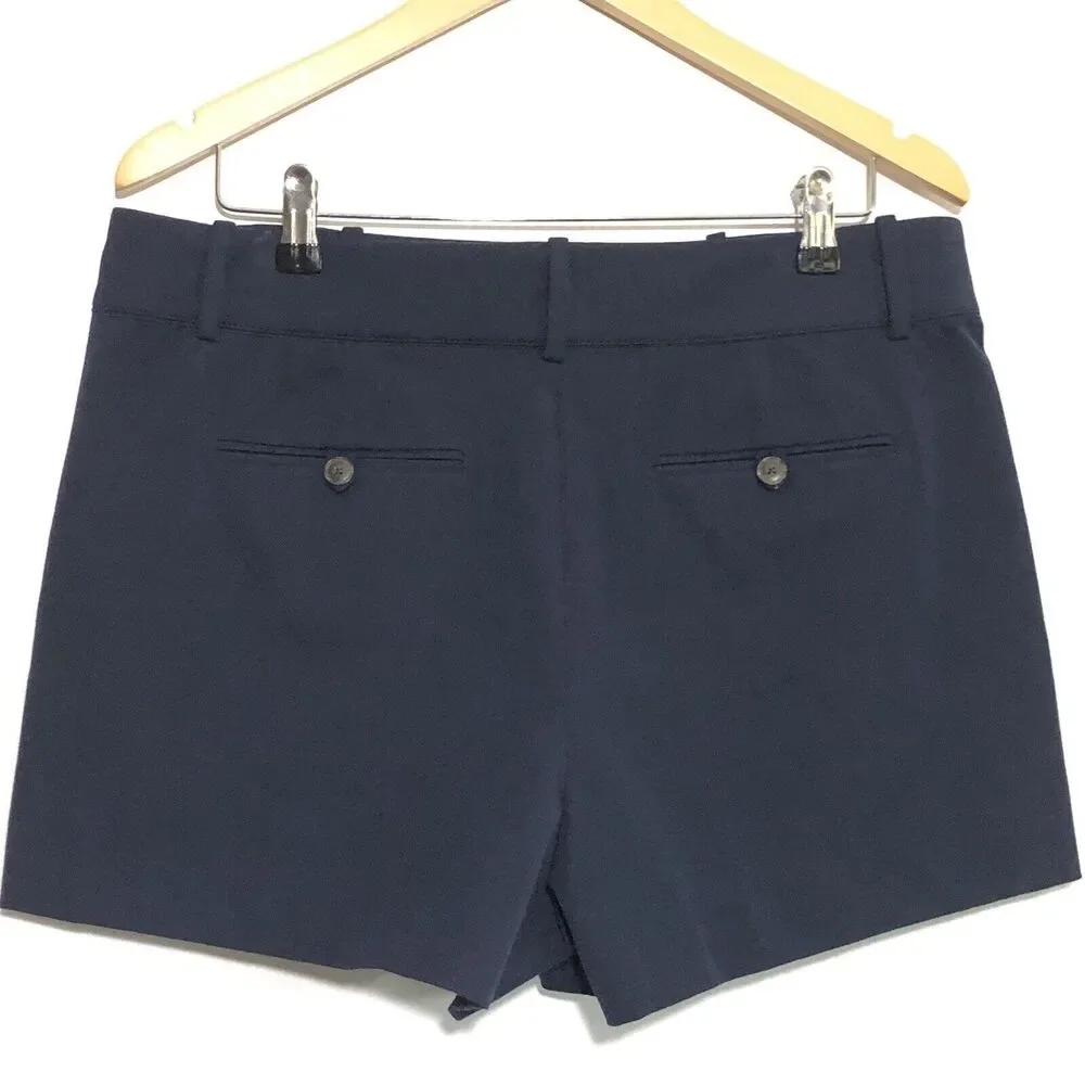 J.CREW  Pintuck Suit Short Womens 12 Blue Navy Stretch Cotton 3